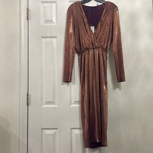 ASOS MIDI PINK GOLD SHIMMER COCKTAIL DRESS